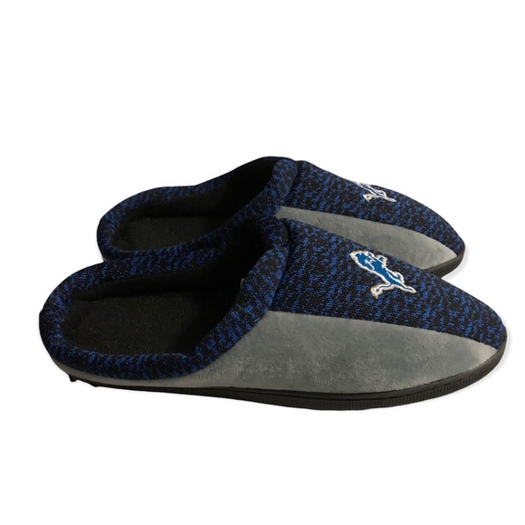 Detroit Lions Slippers Men’s Size 9-10 Blue‎ Slip On - Picture 1 of 9